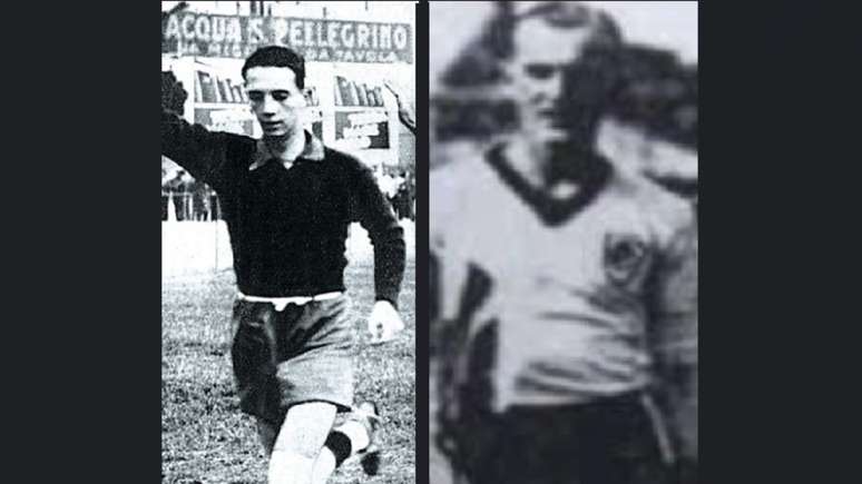 Pedrosa foi o tutular do Brasil no único jogo da Copa de 34. Germano,seu companheiro no Botafogo, o reserva. Fotos: Domínio público