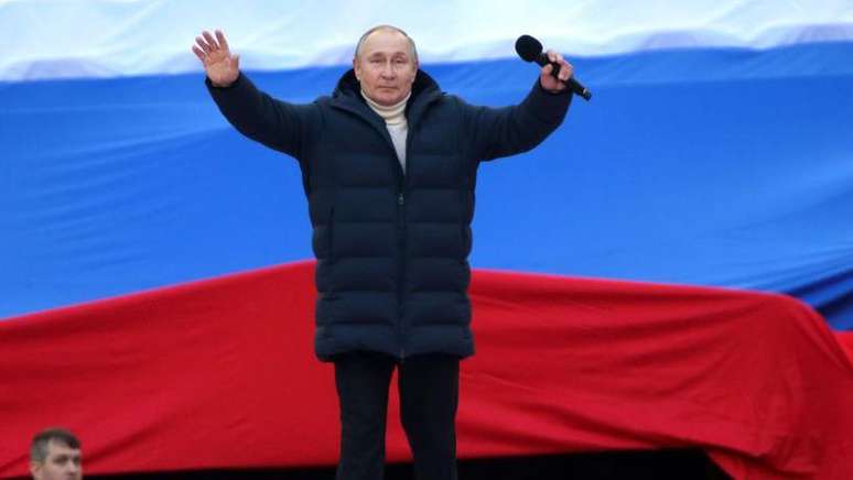 Vladimir Putin fez um discurso e organizou um concerto em Moscou para marcar o anivers&aacute;rio da anexa&ccedil;&atilde;o da Crimeia em 2022