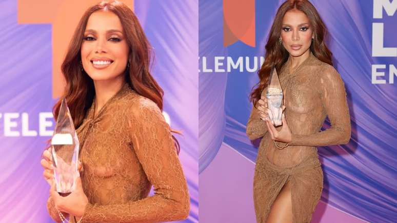 Anitta usando transparência em premiação na última quinta, 24