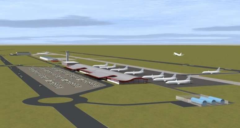 Projeto do novo aeroporto prevê pista com 2 mil metros de extensão.