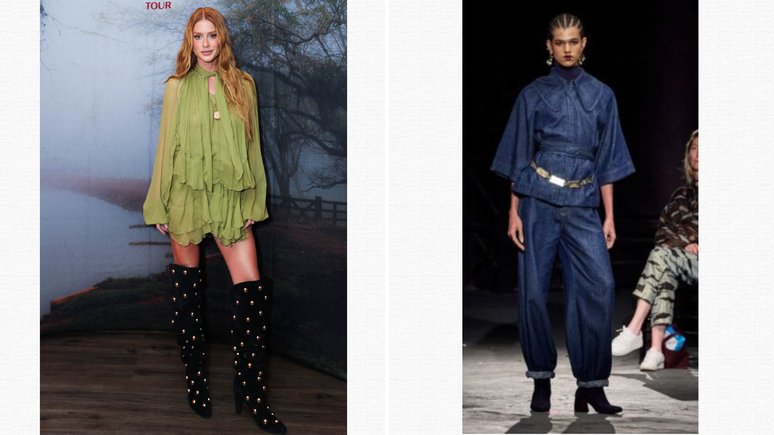 Marina Ruy Barbosa e modelo em desfile da Aluf no SPFW (Fotos: Manuela Scarpa e Andy Santana/ Brazil News)