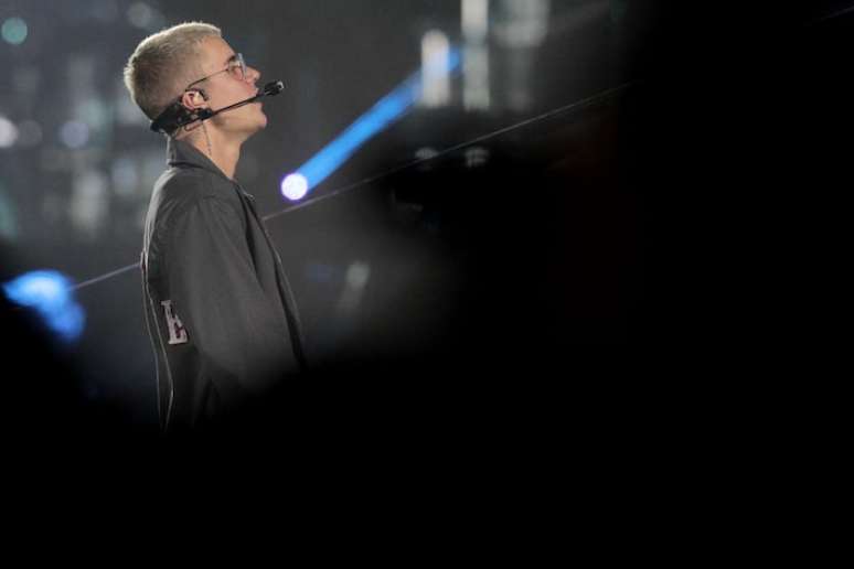 Justin Bieber durante show no Allianz Parque, em São Paulo, em 2017.