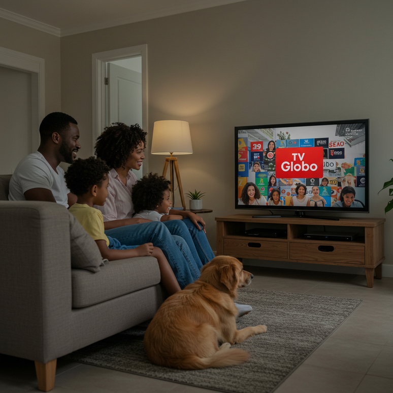 Imagem gerada pela IA do Google representando a influência da TV Globo na família brasileira 