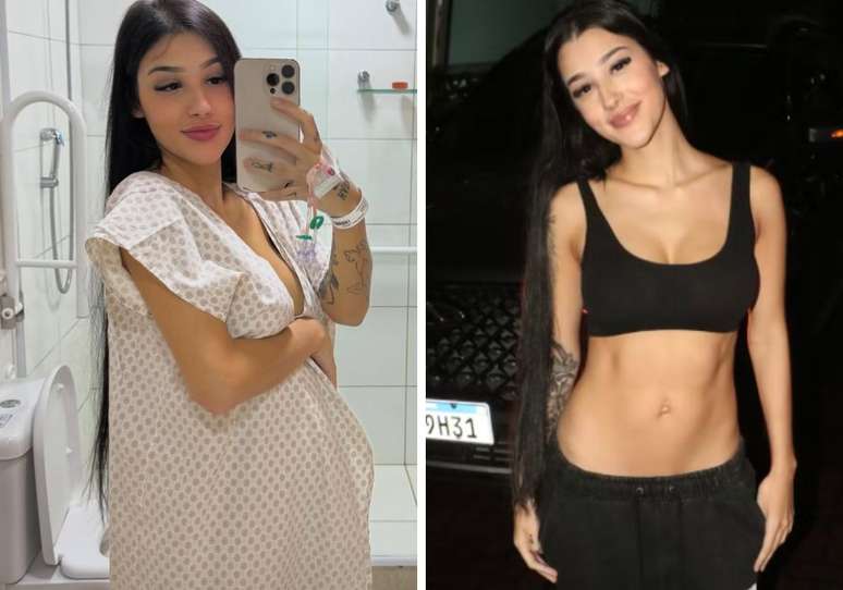 Bia Miranda antes e depois do parto
