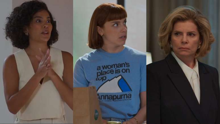 Fátima (Bella Campos), Solange (Alice Wegmann) e Odete (Débora Bloch) de Vale Tudo