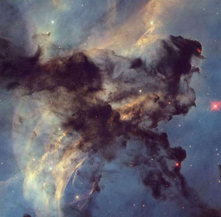 imagem do Hubble de uma pequena porção da Nebulosa da Roseta, uma enorme região de formação estelar com 100 anos-luz de diâmetro e localizada a 5.200 anos-luz de distância. Divulgação/Nasa