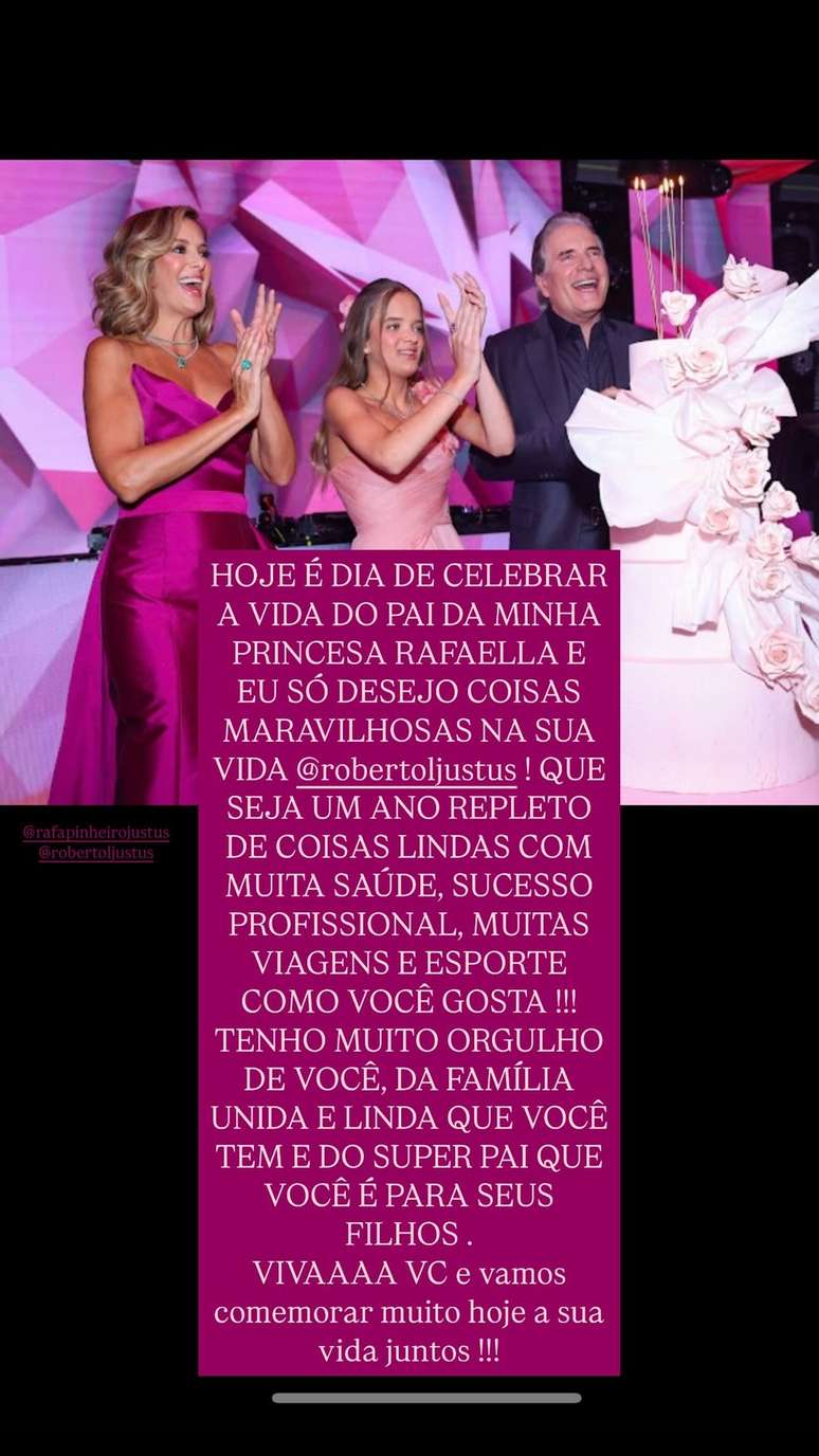 Ticiane Pinheiro se declara para o ex-marido Roberto Justus: 'Tenho muito orgulho de voc&ecirc;' &mdash;