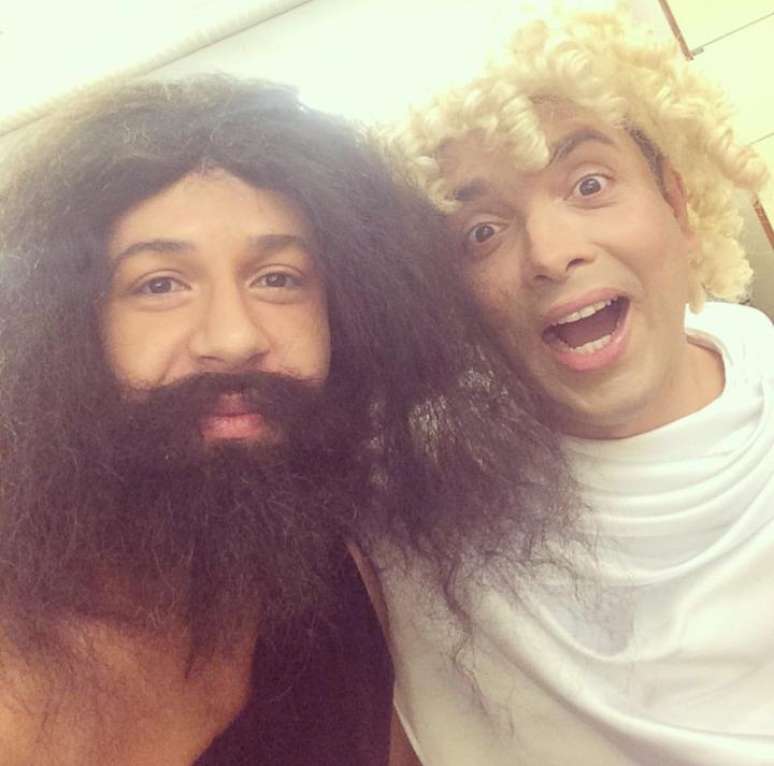 Paulo Mathias Jr. e Rodrigo Fagundes nos bastidores do Zorra -