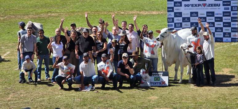 Vaca Carina FIV do Kado se consagra primeira tetracampeã nacional da raça nelore após ganhar premiação na ExpoZebu