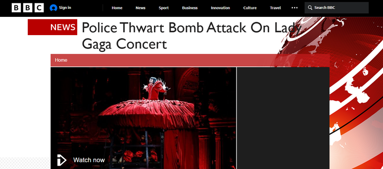 Imprensa internacional repercute ameaça de ataque a bomba em show de Lady Gaga Imprensa internacional repercute ameaça de ataque a bomba em show de Lady Gaga
