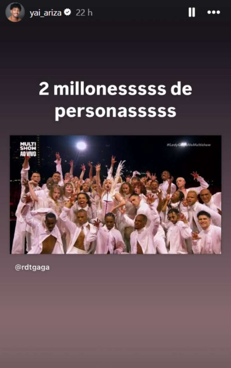 Dan&ccedil;arinos de Lady Gaga compartilham show no Brasil