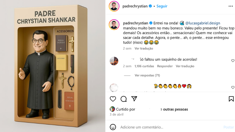 Post com a trend do 'boneco na caixa': p&aacute;roco ganhou popularidade com v&iacute;deos bem-humorados