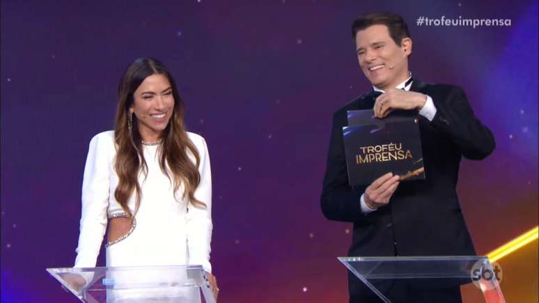 Patr&iacute;cia Abravanel e Celso Portiolli no Trof&eacute;u Imprensa