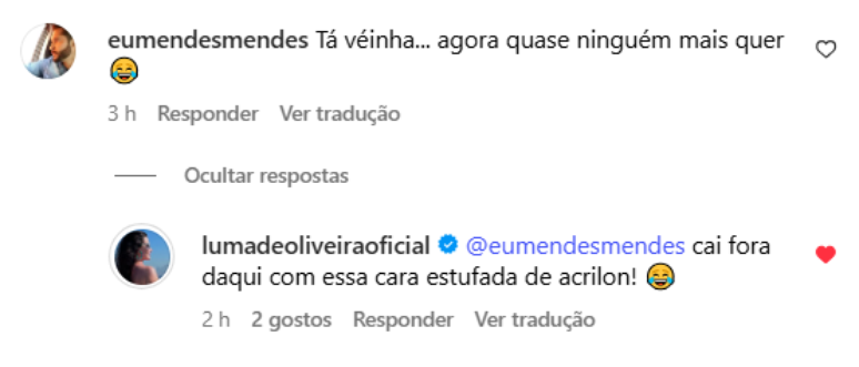 Luma de Oliveira responde comentário etarista