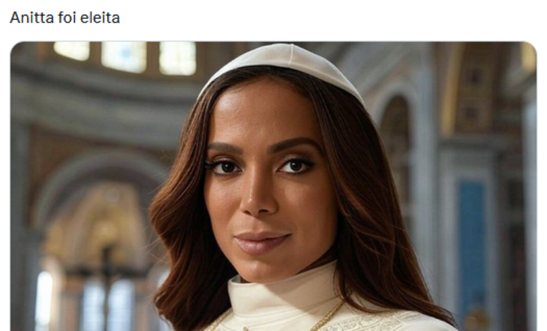 Usuário faz meme com Anitta como papa