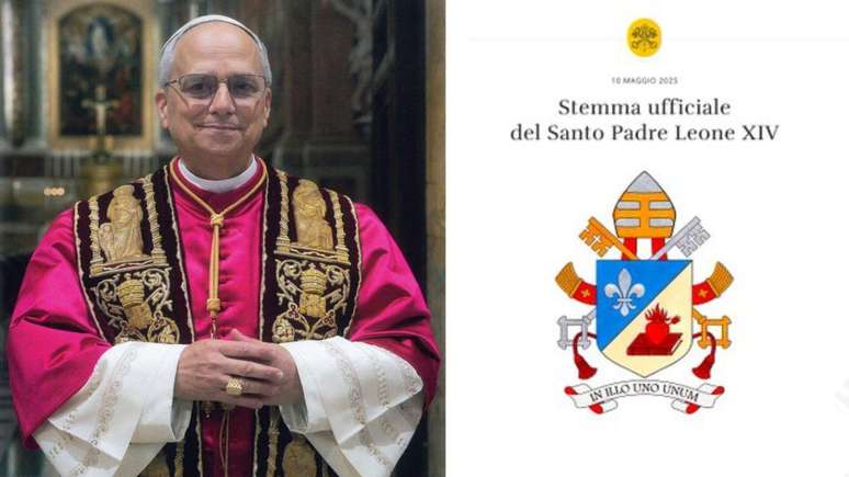 Vaticano divulga foto oficial e brasão do papa Leão XIV; veja