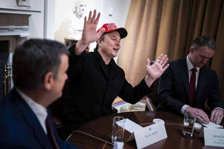 Elon Musk em reunião na Casa Branca 