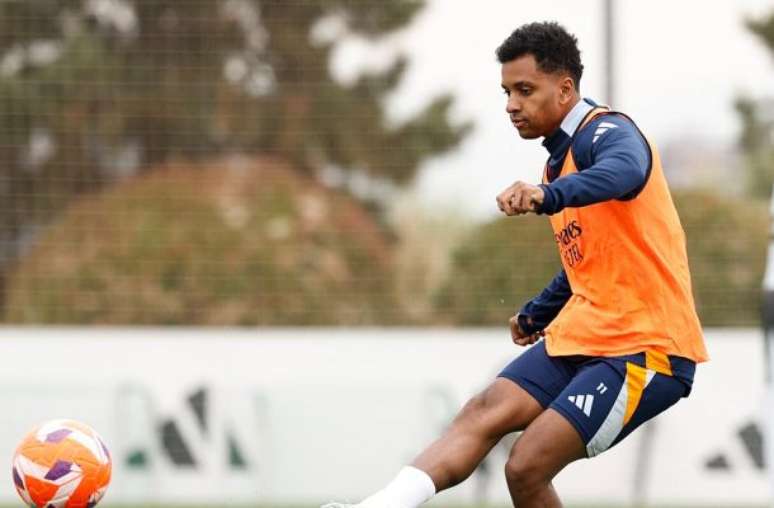 Rodrygo en el entrenamiento del Real Madrid