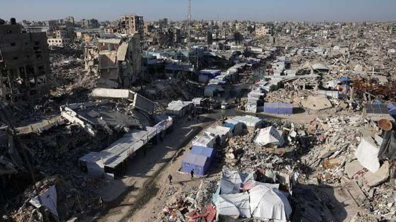 Grande parte da infraestrutura da Faixa de Gaza ficou destru&iacute;da desde o in&iacute;cio da guerra.