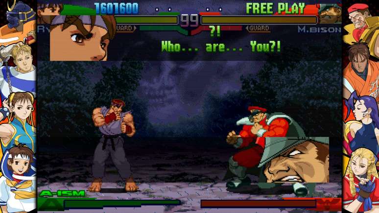 Ryu se encontrando com o M. Bison antes do confronto final