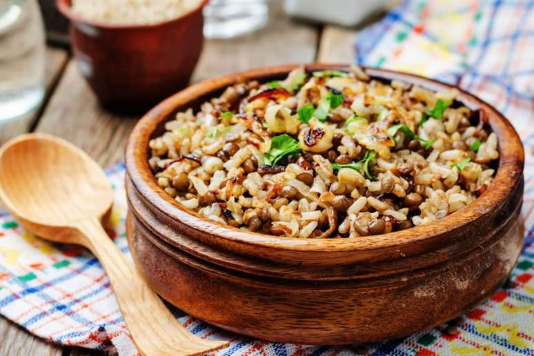 Rice with lentils and caramelized onion Rice with lentils and caramelized onion