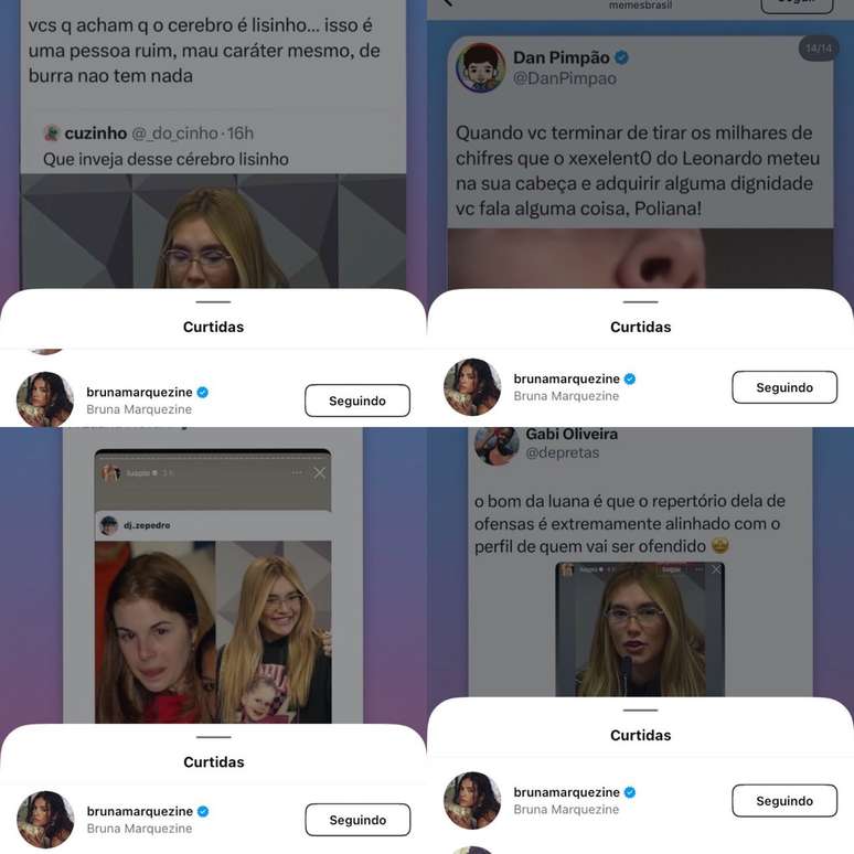 Bruna Marquezine gefällt Veröffentlichung, die Virginia kritisiert