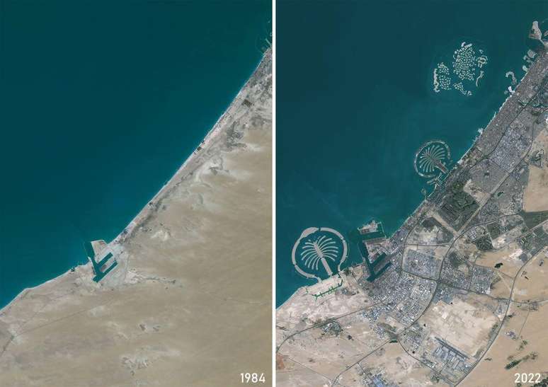 Dubai em 1984 e em 2022 — em menos de 40 anos, transformação foi brutal