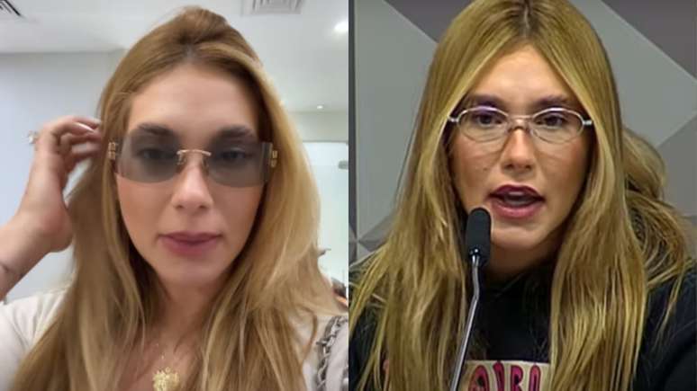 Duas imagens de Virginia Fonseca, uma ao lado da outra. 