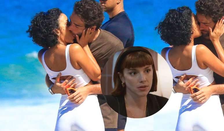 Abre o olho, chérie! Bella Campos e Humberto Carrão protagonizam 'beijo de cinema' em gravação de 'Vale Tudo' na praia. Fotos!.