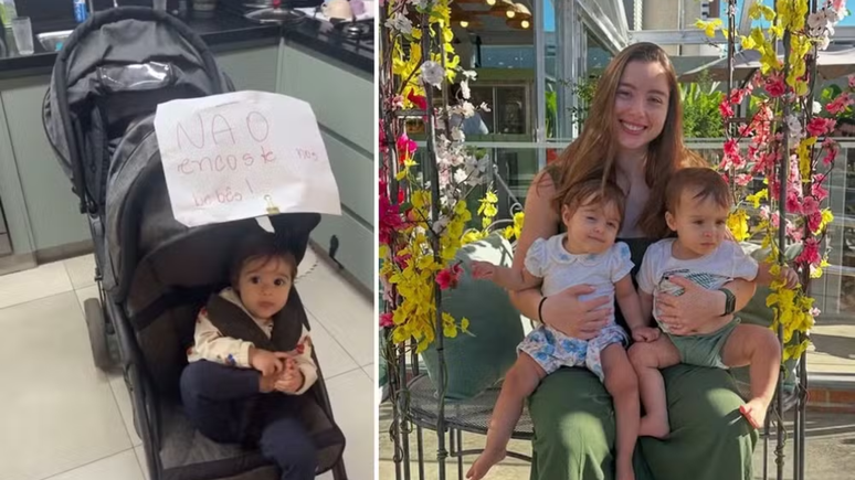 Mãe rebate críticas após aviso 'Não encoste nos bebês' em carrinho de gêmeos viralizar