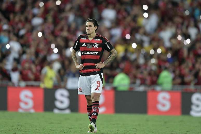 Pedro (Flamengo) durante jogo contra o Bahia, no dia 10.05.2025