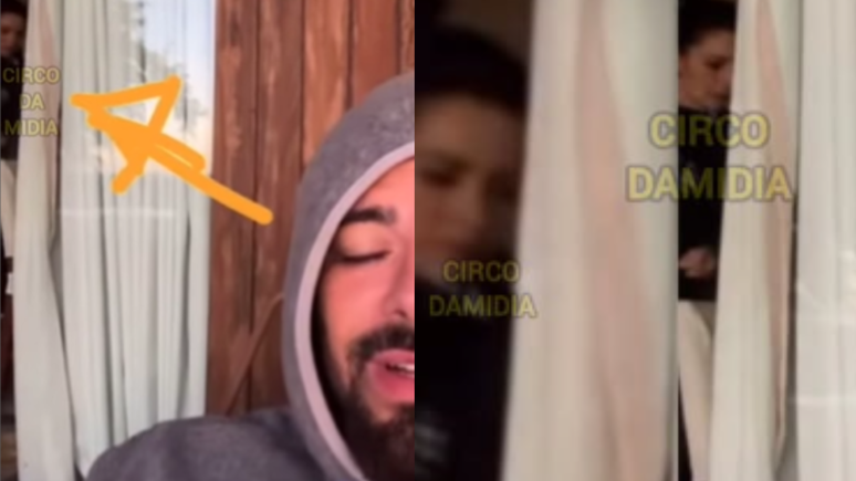 Namorado de Sandy se desespera e apaga v&iacute;deo ap&oacute;s cantora aparecer escondida em cortina