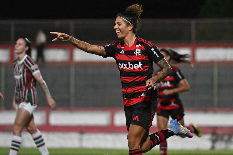 Cristiane comemora gol do Flamengo contra o Fluminense
