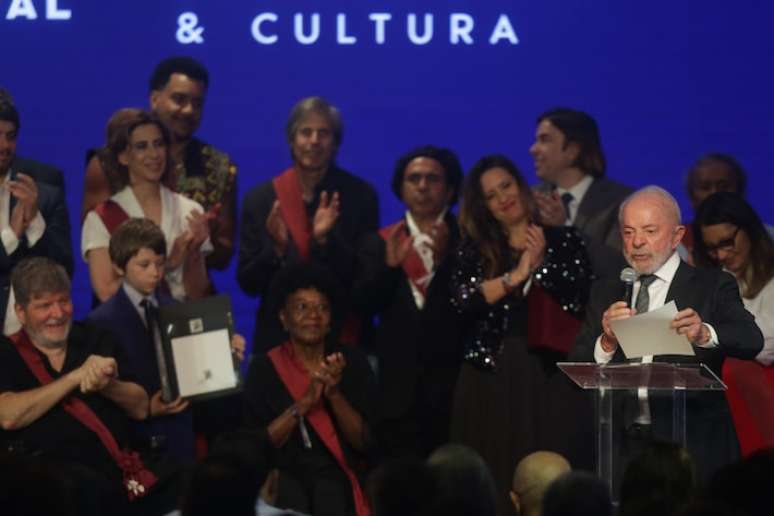 Presidente Lula em cerimônia de entrega da Ordem do Mérito Cultural, no Palácio Capanema, Rio de Janeiro