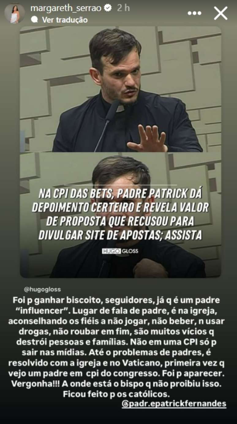 Margareth respondeu com mais cr&iacute;ticas