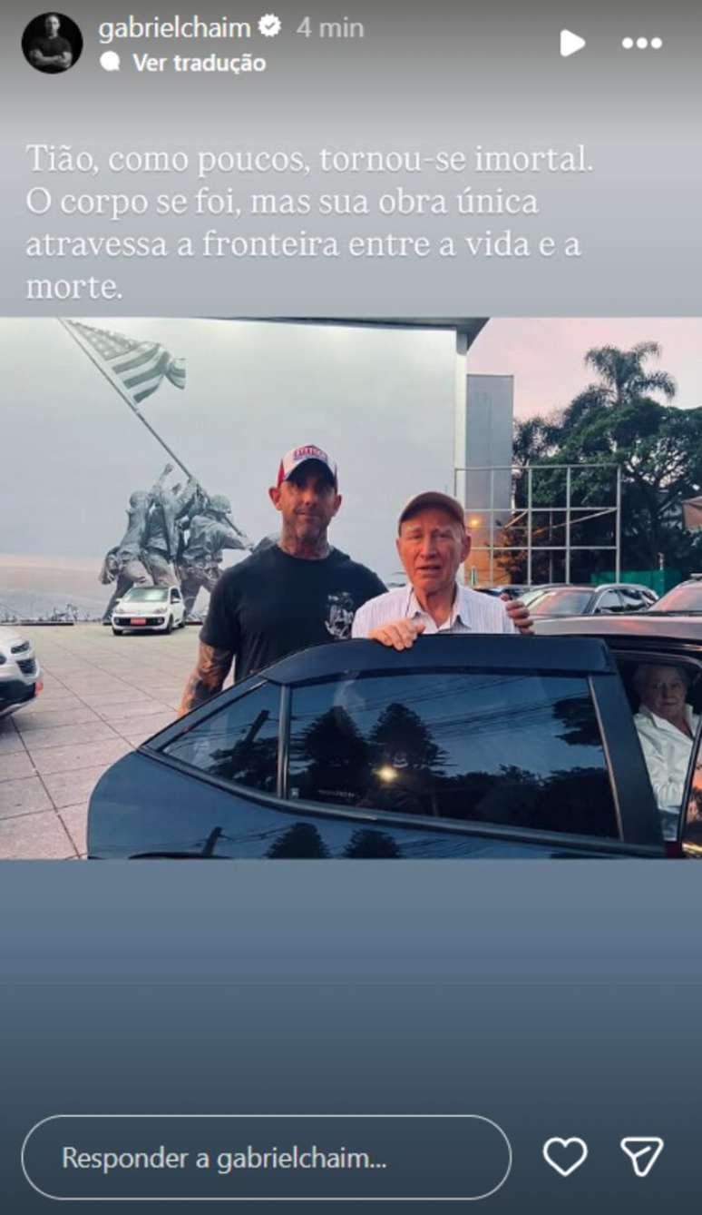 Gabriel Chaim lamenta morte de Sebasti&atilde;o Salgado.