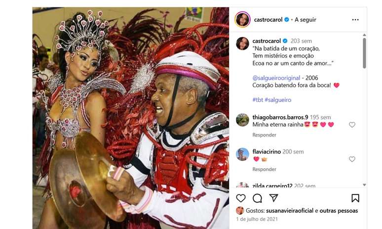 Carol Castro como Rainha de Bateria do Salgueiro &mdash;