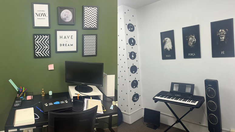 Escrit&oacute;rio de Juliana reflete a personalidade dela, "gra&ccedil;as &agrave; liberdade que pude ter nesse modelo de trabalho. O mais legal &eacute; que nem todos os dias eu preciso estar nele. &Agrave;s vezes estou presencial ou mesmo em outro local". 