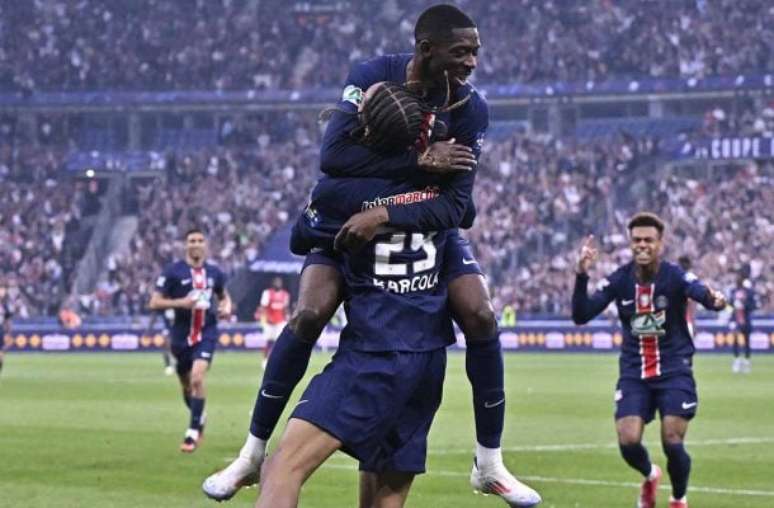 Barcola finaliza e marca para o  PSG, campeão da Copa da França em cima do Reims- Divulgação / PSG