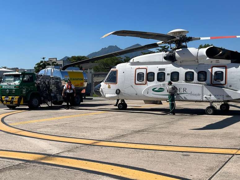 The helicopter uses fuel made with used kitchen oil The helicopter uses fuel made with used kitchen oil