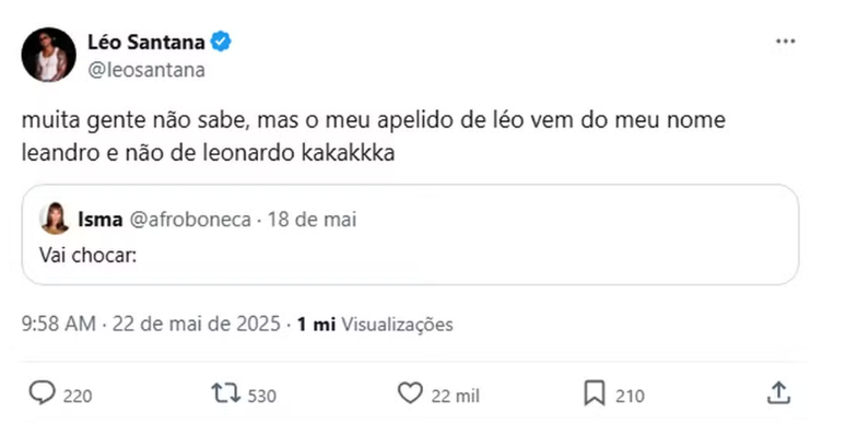 Léo Santana fez revelação sobre o seu verdadeiro nome