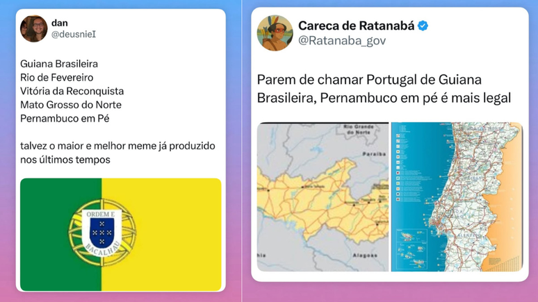 Memes criados por brasileiros apelidaram Portugal de "Guiana Brasileira" — e outros nomes criativos — para insinuar que o país lusitano é uma nova extensão do Brasil
