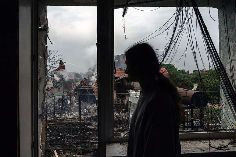 The attacks destroyed the buildings in Kiev The attacks destroyed the buildings in Kiev