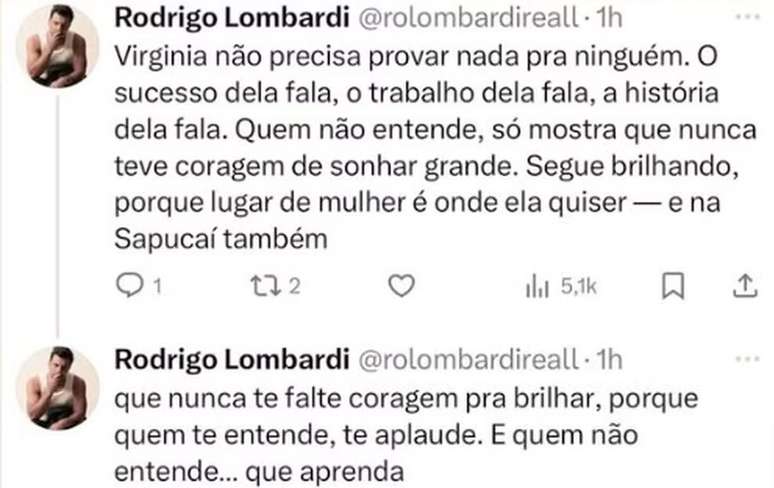 Conta falta de Rodrigo Lombardi 