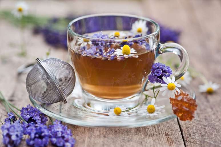 Ch&aacute; de camomila com lavanda e casca de laranja 