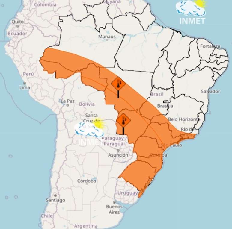 Inmet emite alerta para declínio de temperatura nos próximos dias.