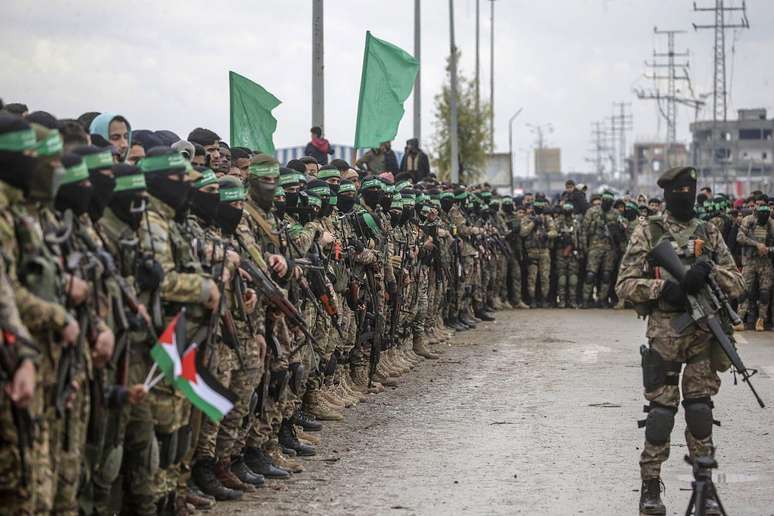 Membros das Brigadas Izzedine al-Qassam