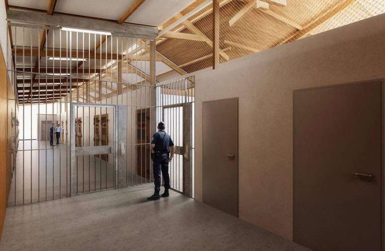 Imagem mostrando a entrada de uma s&eacute;rie de celas