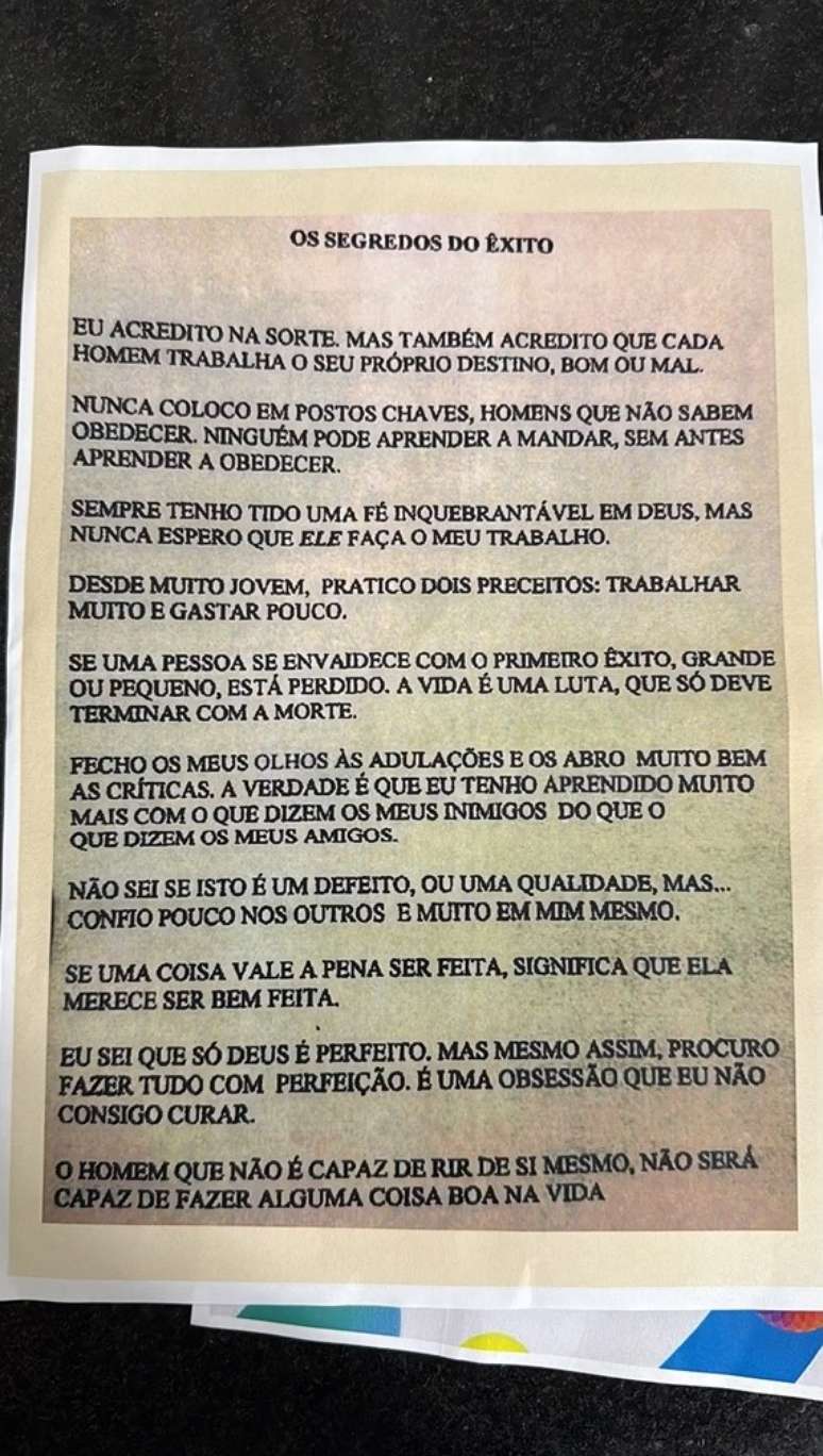 Carta deixada por Silvio Santos na vers&atilde;o digitalizada