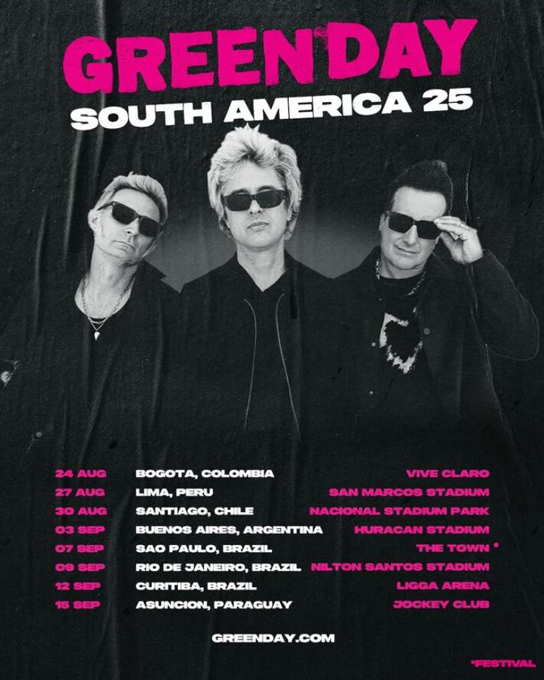 Green Day fará apresentações em São Paulo, Rio de Janeiro e Curitiba em setembro